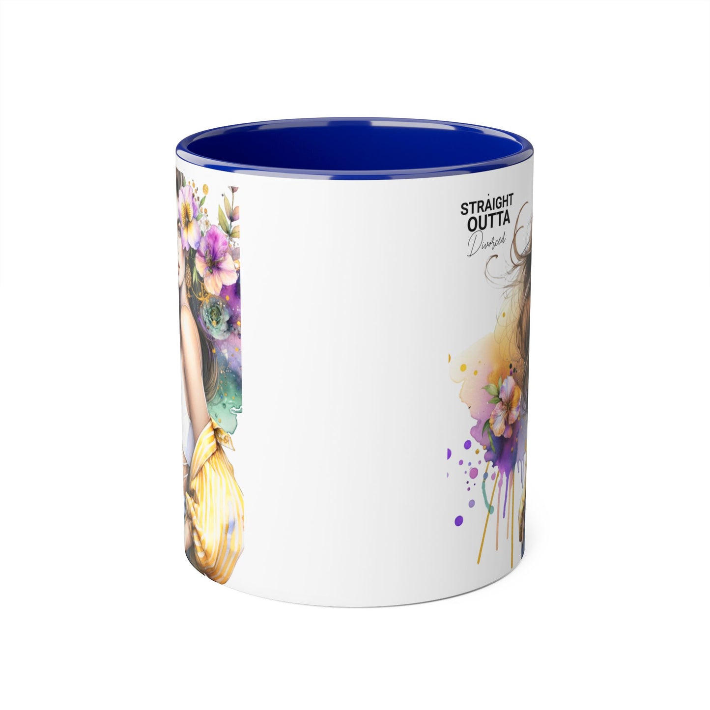 Straight Outta Divorced Humoristic Chic Floral Art Mug - Stylish Coffee Cup for Home or Office, Perfect Gift for Birthdays, Mother’s Day, or Coffee Lovers