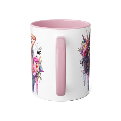 Single AF Chic Floral Accent Mug, Stylish Coffee Cup, Gift for Her, Trendy Home Decor, Birthday Present, Self-Love Reminder