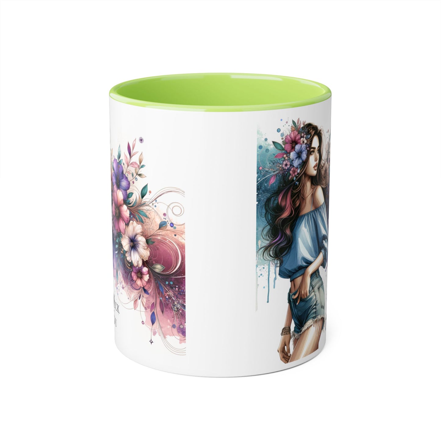 Yuck Fou Bohemian Floral Accent Mug, 11oz Coffee Cup for Art Lovers, Unique Gift for Birthdays, Mother's Day, Relaxation Tea, Decor
