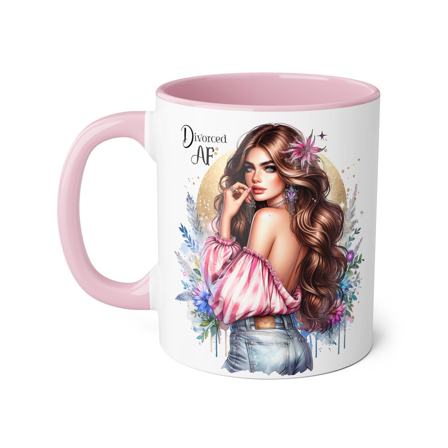 Empowered Diva Mug-Divorced AF, 11oz - Dreamy Floral Design, Perfect Gift for Divorced Friends, Birthday, Self-Care, Coffee Lovers