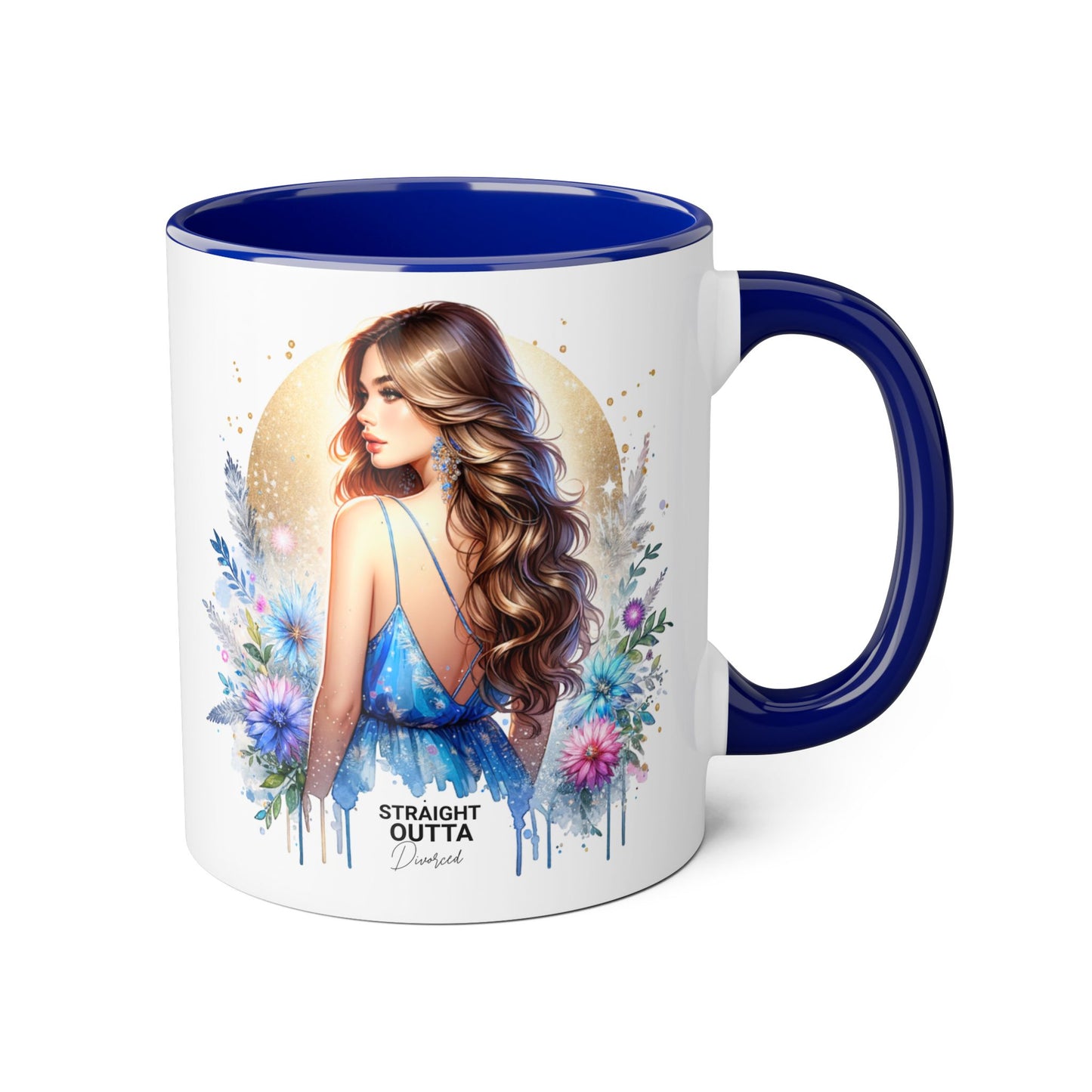 Straight Outta Divorced Humoristic Floral Accent Mugs - Unique Gift for Coffee Lovers, Home Decor, Birthday Gift, Art Mug, Personalized Drinkware