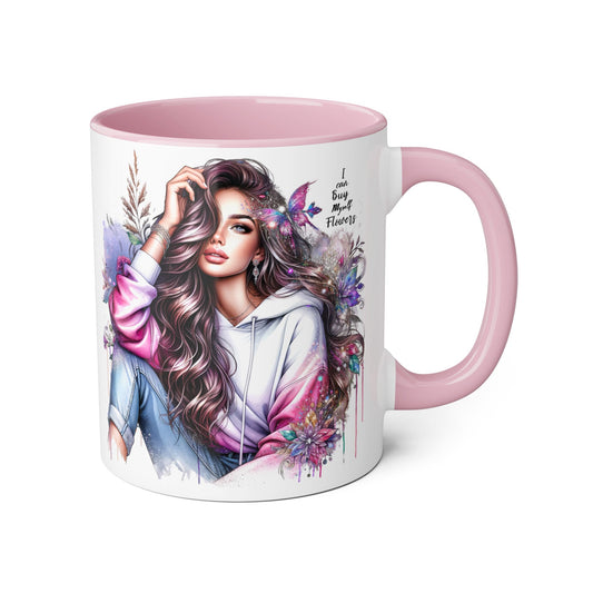I Can Buy Myself Flowers Artistic Floral Accent Mug | I Keep My Hopes + Dreams, Coffee Cup for Gifts, Home Decor, Birthdays, Self-Care, Tea Lovers