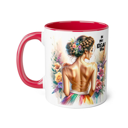 Bold Floral IDGAF Era Mug, Artistic Coffee Cup, Gift for Her, Self-Care, Coffee Lovers, Inspirational Drinkware