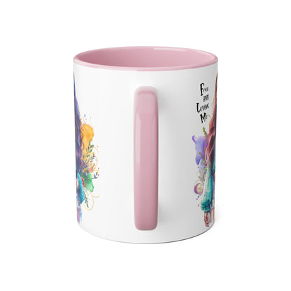 Free and Loving Me Bohemian Accent Mug with Inspirational Quote, Free and Love Me, Unique Gift for Coffee Lovers, Artistic Mugs for Women, Colorful Drinkware
