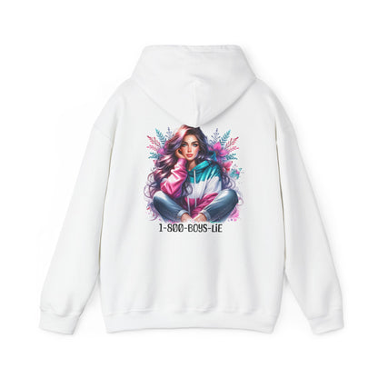 1-800-Boys-Lie Colorful Graphic Hoodie for Women, Cozy Unisex Sweatshirt, Trendy Streetwear, Perfect Gift for Any Occasion