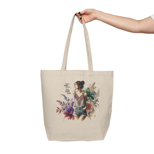 I Don`t Make Mistakes, I Just Date Them Bohemian Floral Canvas Shopping Tote, Eco-Friendly Market Bag, Book Lover Gift, Stylish Grocery Tote, Summer Beach Carryall