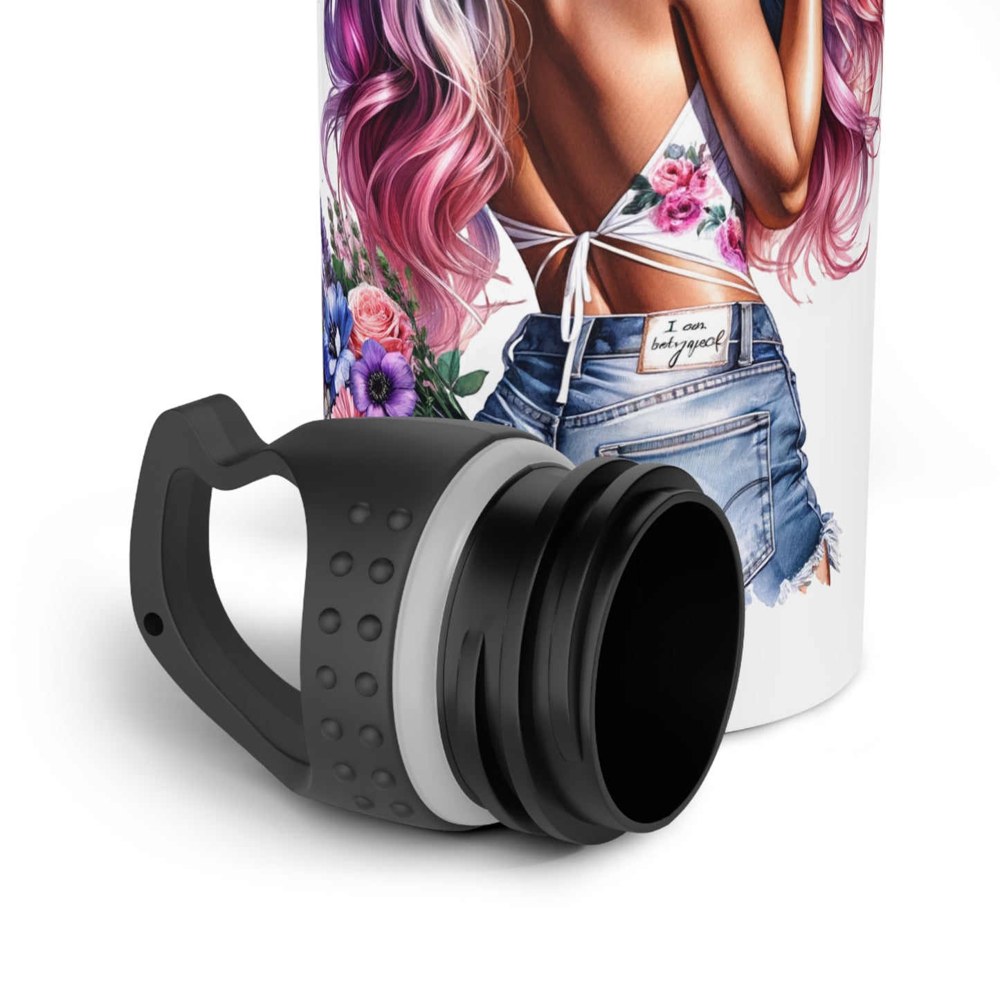 Thank U, Next Stylish Stainless Steel Water Bottle, Trendy Reusable Hydro Flask, Eco-friendly Gift for Women, Motivational Water Bottle, Floral Design