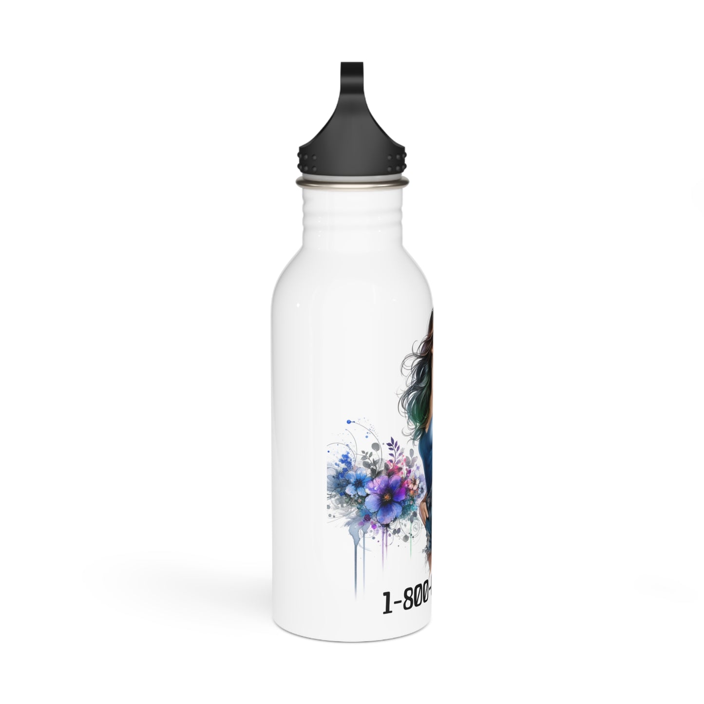 1-800-Boys-Lie Trendy Stainless Steel Water Bottle with Floral Design - Perfect for Gym, Travel, or Everyday Use