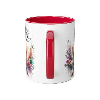 Beautiful Floral Accent Mug, Inspirational Coffee Cup, Love Pain Alone Repeat, Gift for Her, Home Decor, Bohemian Style