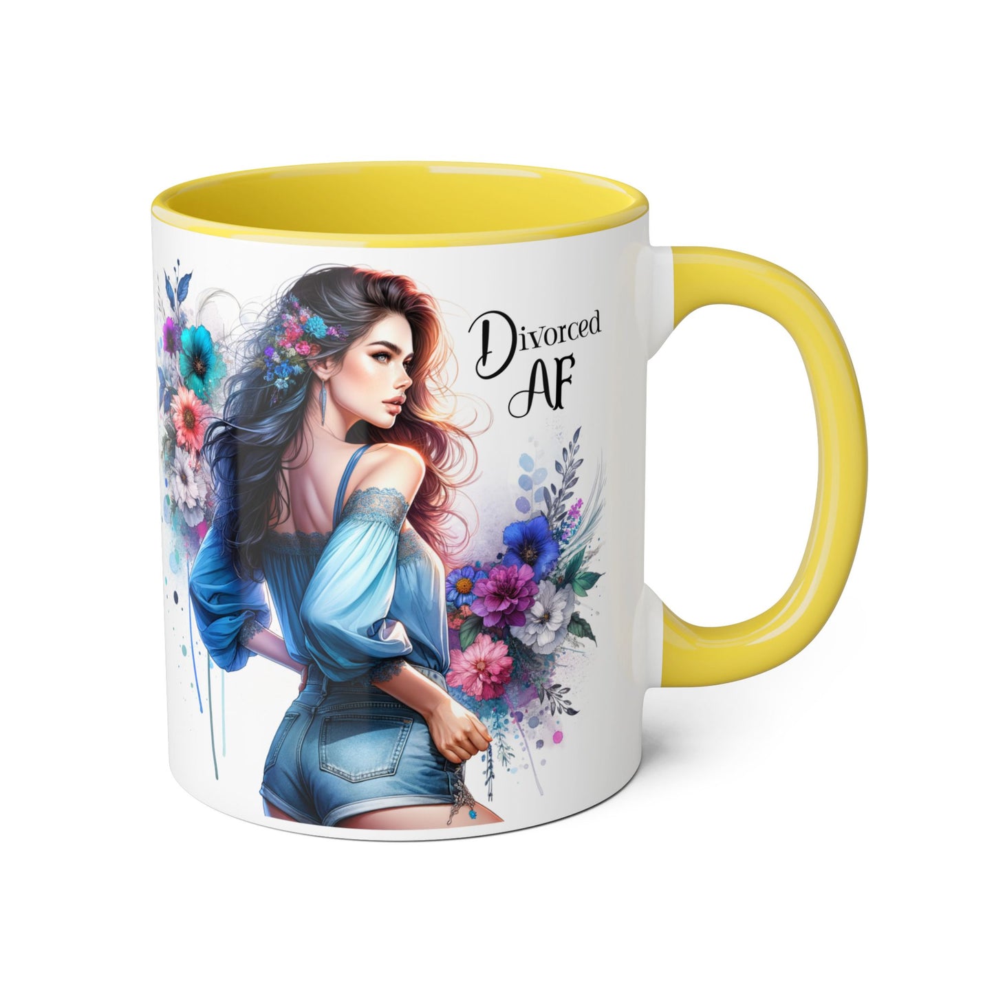Divorced AF Accent Mug, 11oz Coffee Cups, Empowerment Gift for Newly Divorced, Funny Divorce Mug, Motivational Kitchen Decor