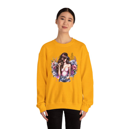 I Am My Own Happily Ever After  Floral Goddess Crewneck Sweatshirt, Cozy Women's Apparel, Boho Style, Gift for Her, Trendy Sweatshirt, Chic Layering Piece