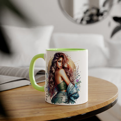Artistic Accent Mug, Colorful Coffee Cup, Unique Gift for Her, Dreamy Floral Design, Ideal for Birthdays, Self-Care Moments