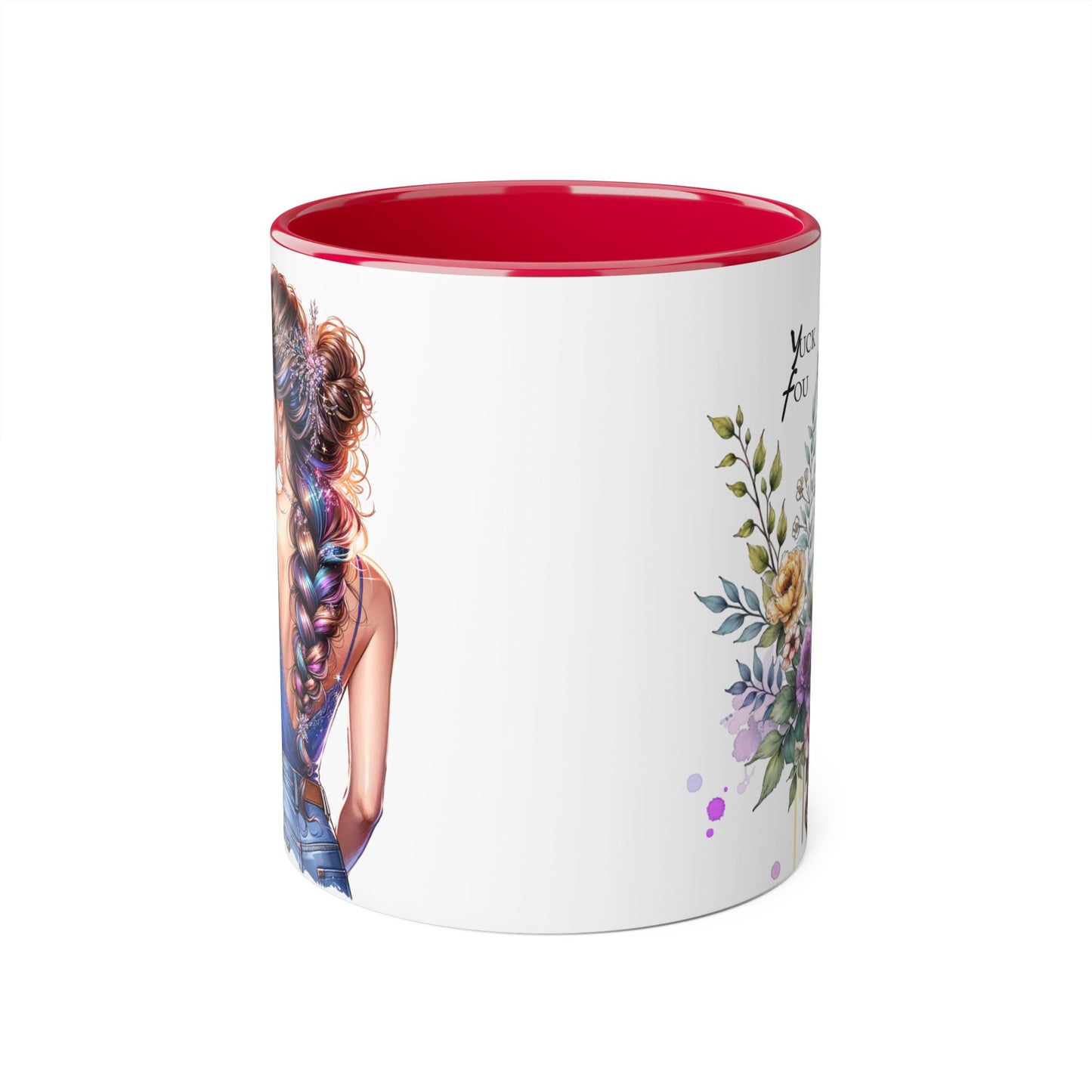 Yuck Fou Floral Inspirational Accent Mug, 11oz Coffee Cup, Gift for Her, Motivational Quote Beverage Holder, Rustic Home Decor