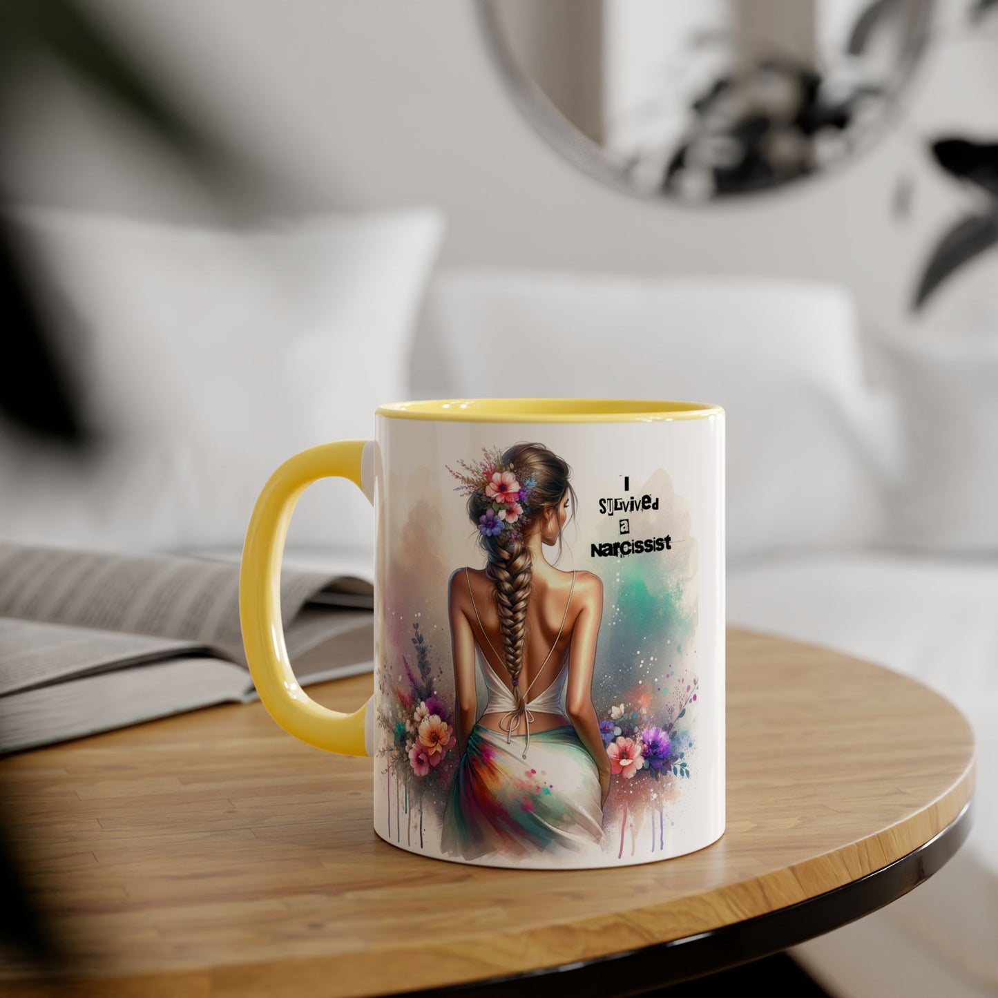 Chic Accent Mug, I Tried to be a Narcissist, Unique Gift, Floral Art, Coffee Lover, Home Decor, Inspiring Quote Mug