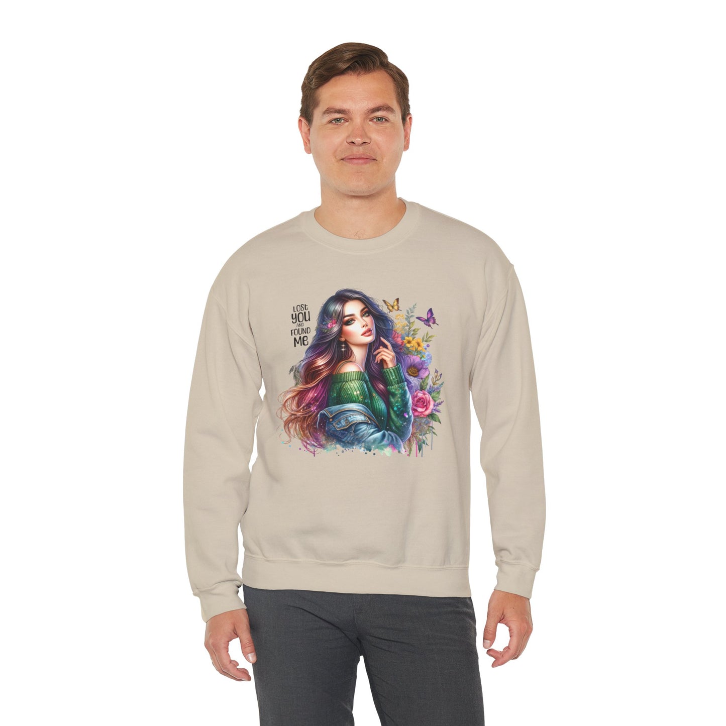 Lost You And Found Me Bohemian Floral Crewneck Sweatshirt, Cozy Graphic Sweatshirt, Gift for Her, Unique Art Pullover, Spring Fashion Crew