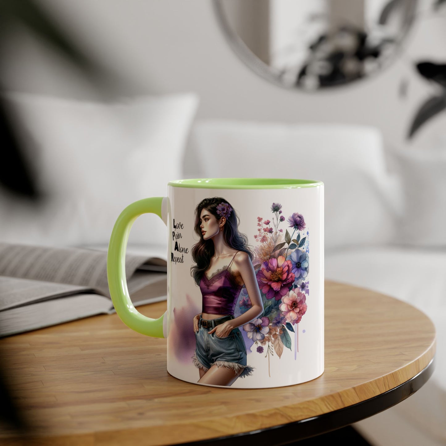 Floral Accent Mug, Personalized Coffee Cup, Artistic Drinkware, Unique Gift for Her, Women's Day Present, Home Decor