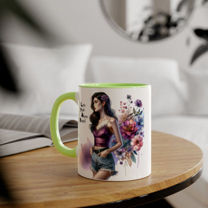 Floral Accent Mug, Personalized Coffee Cup, Artistic Drinkware, Unique Gift for Her, Women's Day Present, Home Decor