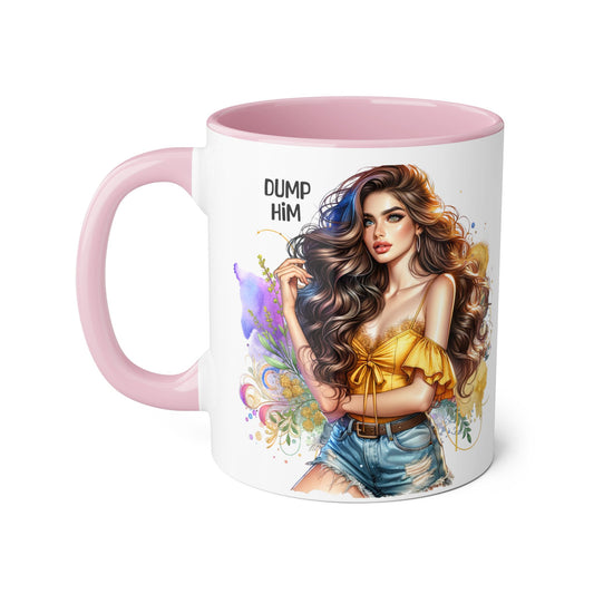 Sassy Accent Mug, Perfect Gift for Coffee Lovers, Celebrate Friendship, Dump Him Design, Stylish 11oz Coffee Cup, Unique Feminine Drinkware