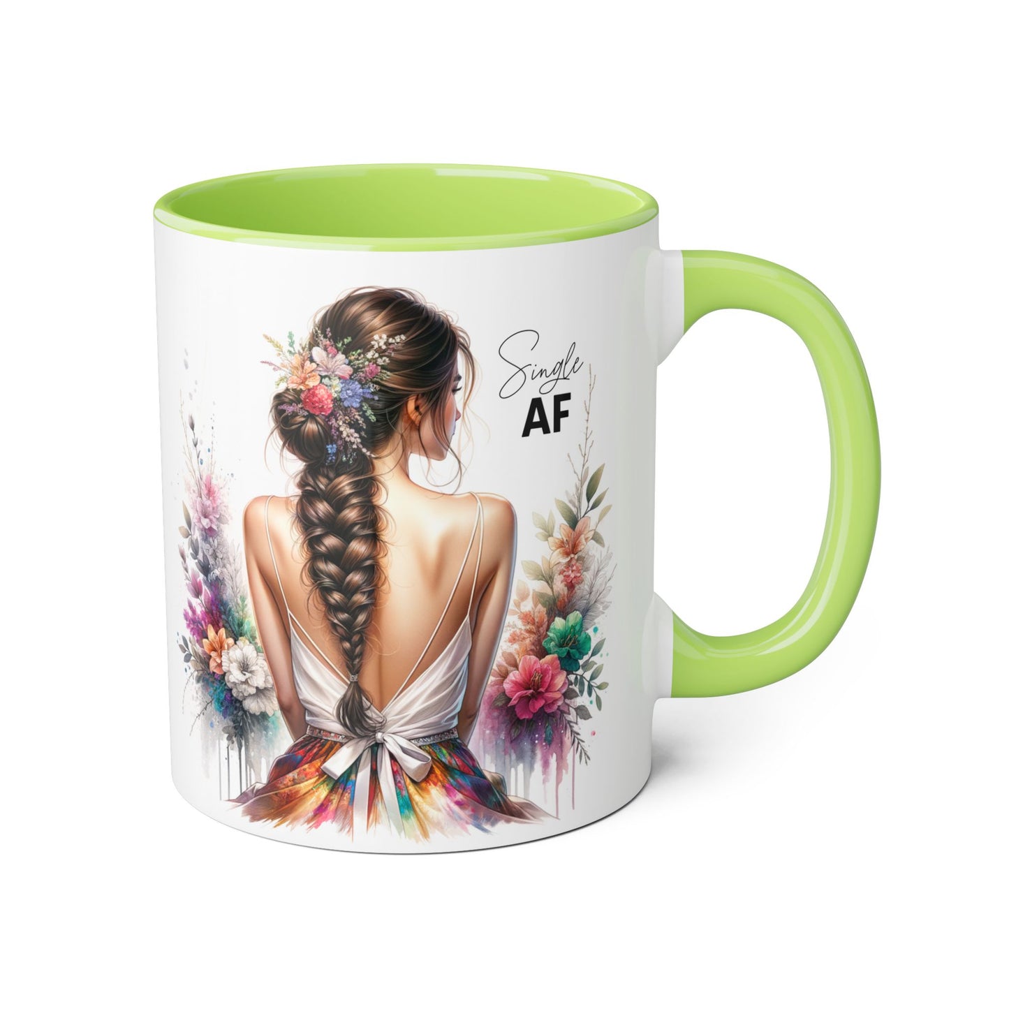 Single AF Bohemian Accent Mug - Smile AF, Floral Coffee Cup, Gift for Her, Inspirational Drinkware, Home Décor, Unique Present