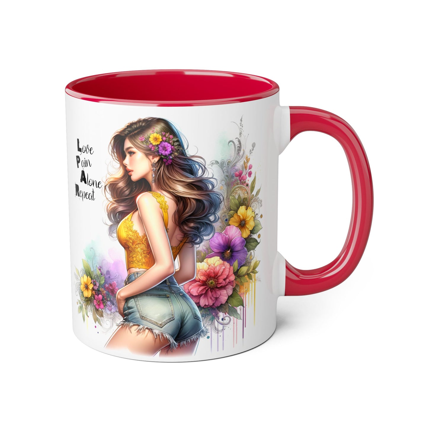 Colorful Floral Accent Mug with Inspirational Quote