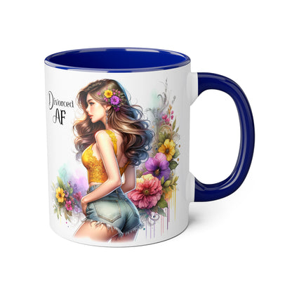 Divorced AF Floral Accent Mug, Humor Coffee Cup, Gift for Divorce Celebration, Self-Love Mug, Unique Present for Her