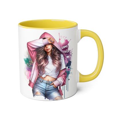Chic Game Over Accent Mug - Stylish Coffee Cup for Gamers, Perfect Gift for Birthdays, Holidays, and Everyday Use