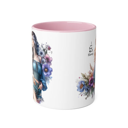 Floral Accent Mug - I Can Buy Myself Flowers , Gift for Her, Coffee Lover, Self-Care, Home Decor, Women Empowerment