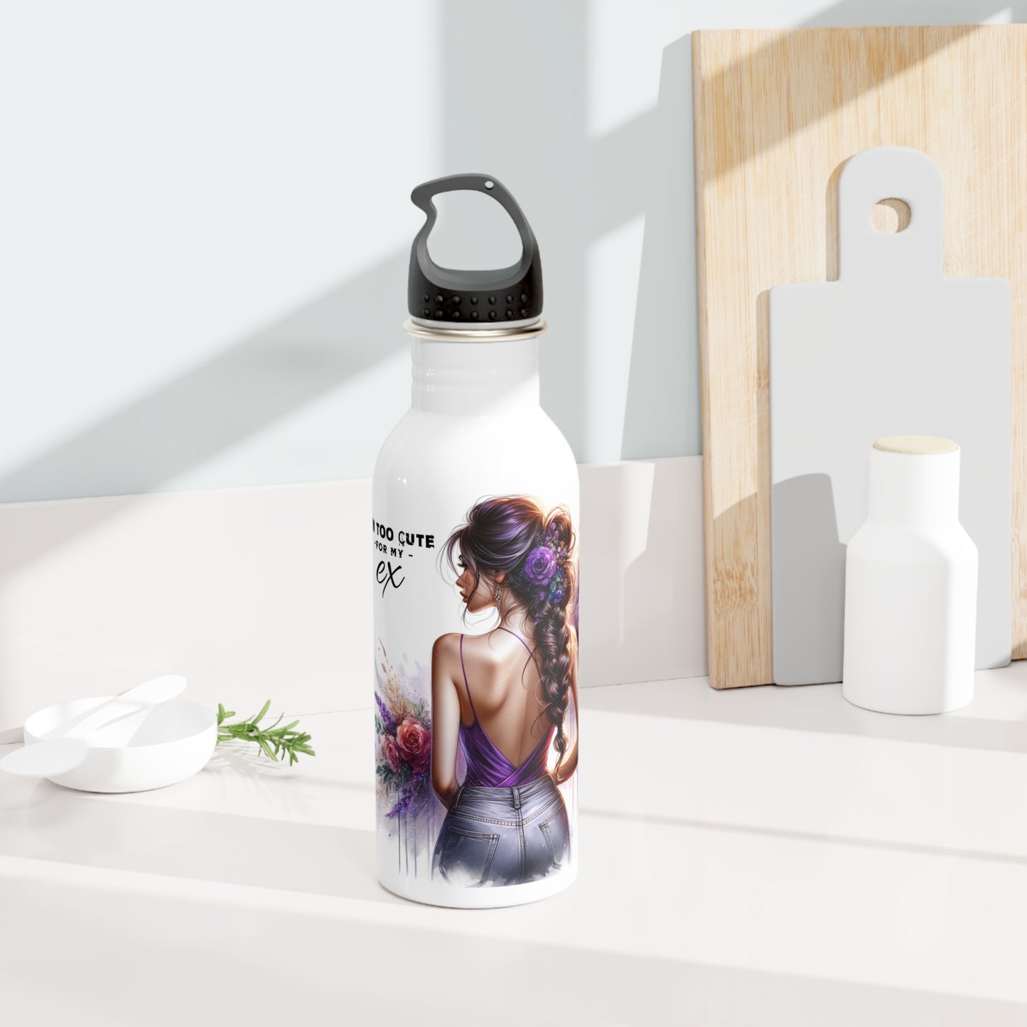 I'm Too Cute For My Ex Quote Stainless Steel Water Bottle, Funny Gift, Travel Mug, Motivational Water Bottle, Stylish Drinkware, Eco-Friendly Bottle