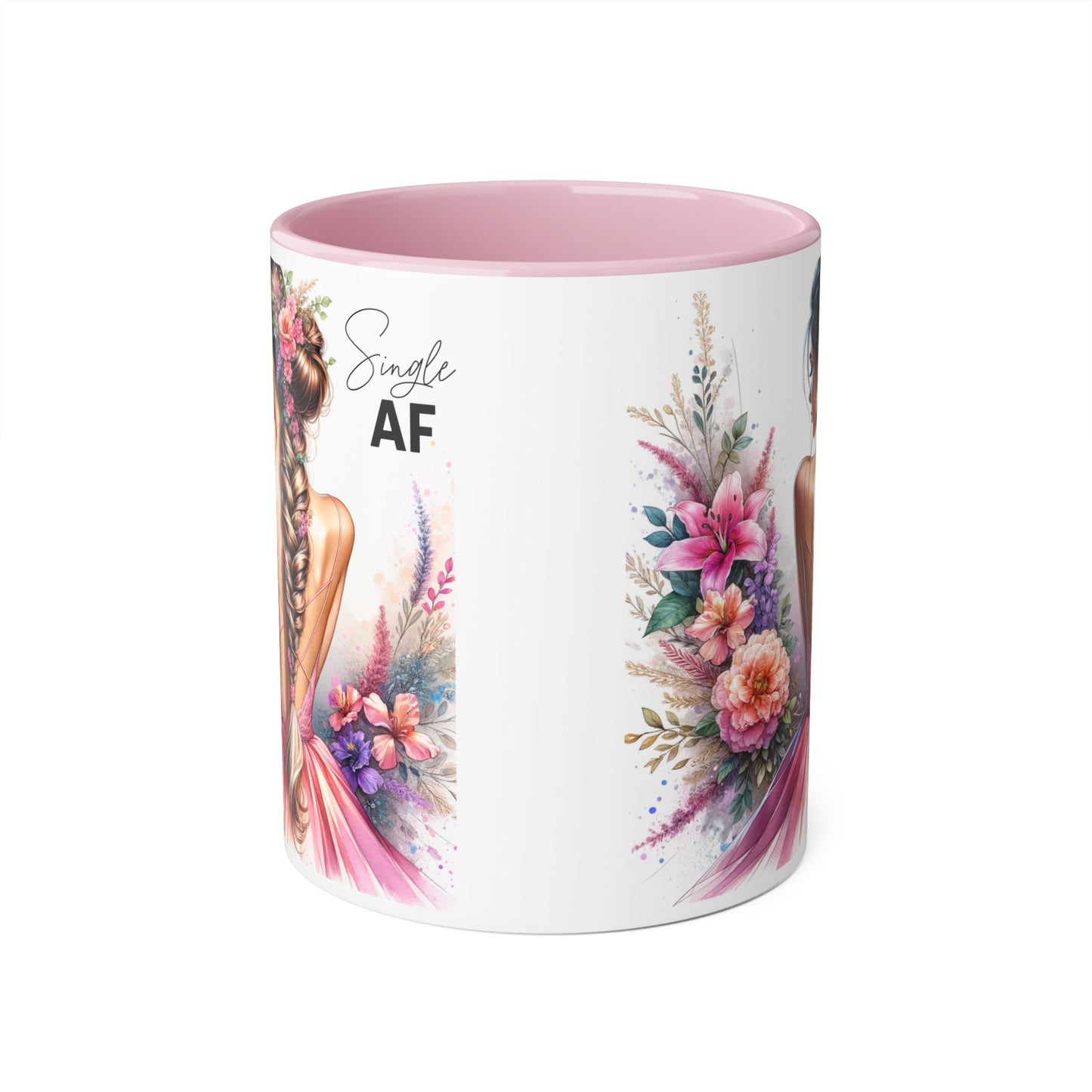 Single AF Floral Accent Mug - Perfect Gift for Single Friends, Celebration, Coffee Lovers, Birthday, Chic Decor