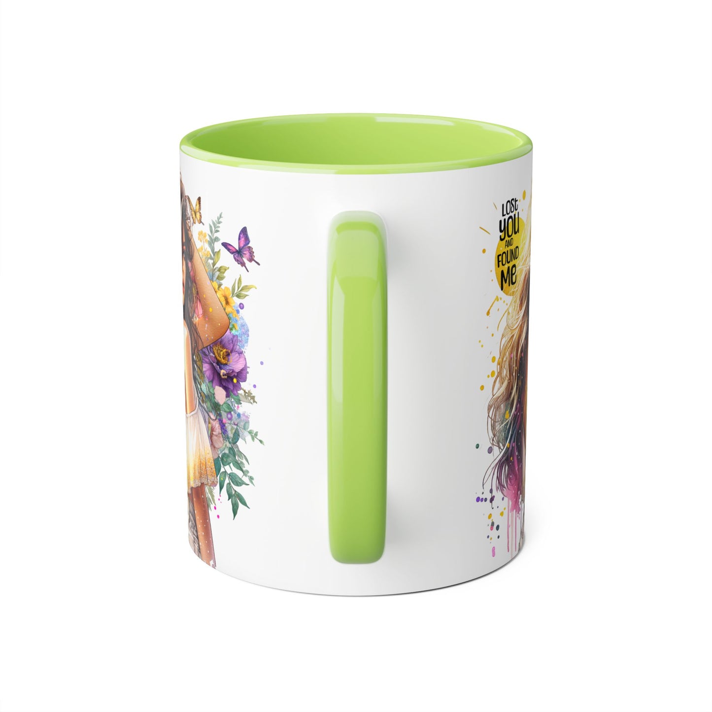 Lost You Found Me Accent Mug, Inspirational Coffee Cup, Gift for Her, Floral Art, Unique Drinkware, Birthday Mug