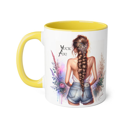 Yuck Fou Stylish Floral Accent Mug, Gift for Friends, Motivational Coffee Cup, Cute Home Decor, Art Lover's Mug, Perfect for Holidays