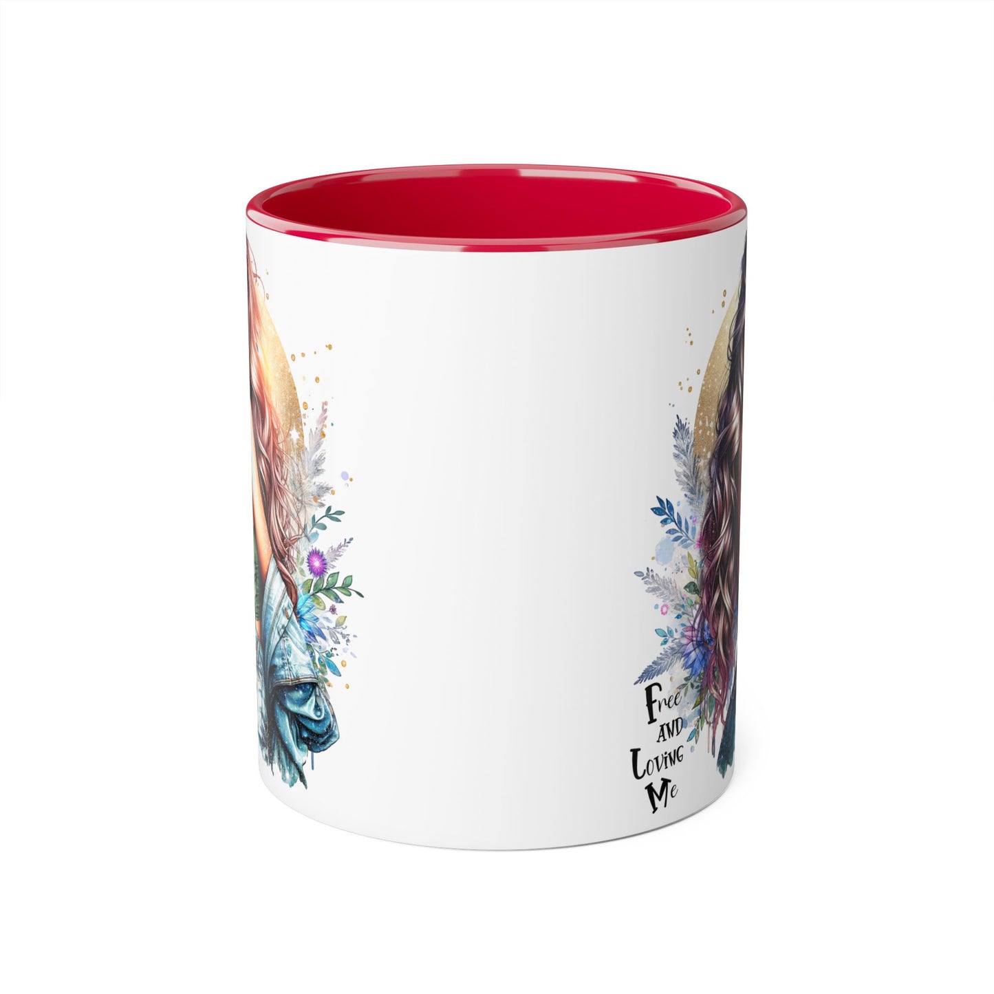 Artistic Accent Mug, Colorful Coffee Cup, Unique Gift for Her, Dreamy Floral Design, Ideal for Birthdays, Self-Care Moments