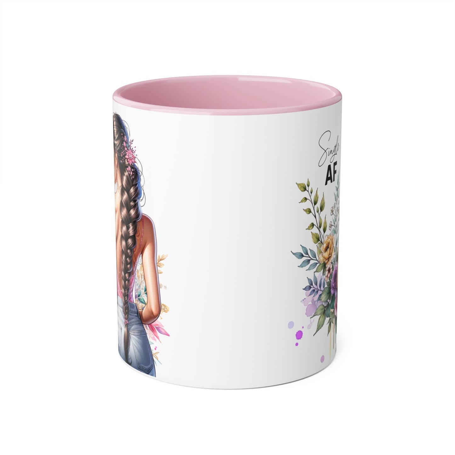 Single AF Chic Floral Coffee Mug, Single AF, Unique Gift for Her, Trendy Drinkware, Birthday Present, Home Decor, Tea Time, Self-Love