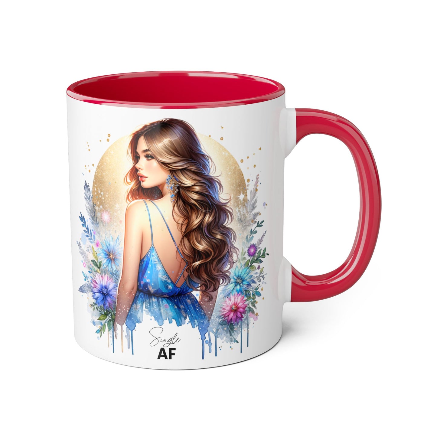 Single AF Gorgeous Floral Accent Mug, Perfect for Coffee Lovers, Unique Gift for Her, Boho Aesthetic, Personalized Tea Mug, Great for Birthdays