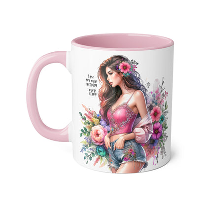 I Am My Own Happily Ever After Empowered Floral Accent Mug - 11oz with Inspirational Quote