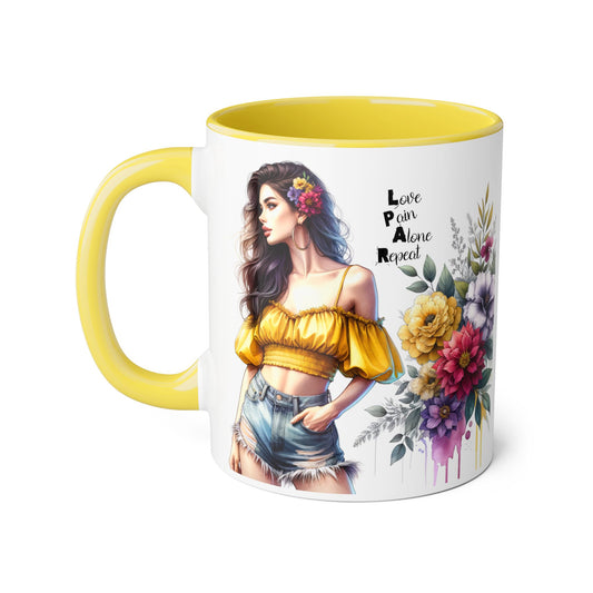 Boho Floral Accent Mug, Stunning Gift for Tea Lovers, Home Decor, Coffee Lover's Gift, Birthday Present, Art Print Mug