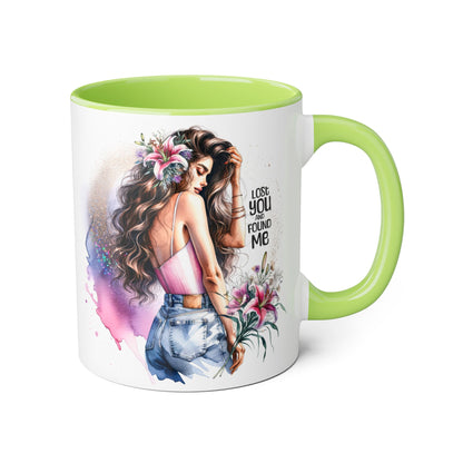Lost You and Found Me Bohemian Accent Mugs - Lose You Found Me | Artistic Coffee Cup, Unique Gift, Decorative Drinkware, Floral Theme, Stylish Tea Mug
