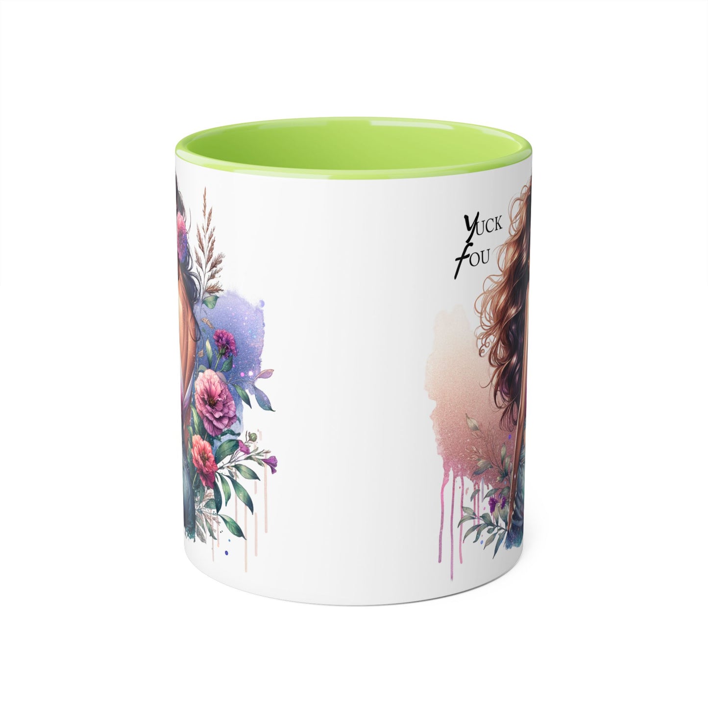 Yuck Fou Feminine Floral Accent Mug, 11oz Coffee Cup, Gift for Her, Inspirational Coffee Mug, Stylish Kitchen Decor, Birthday Gift