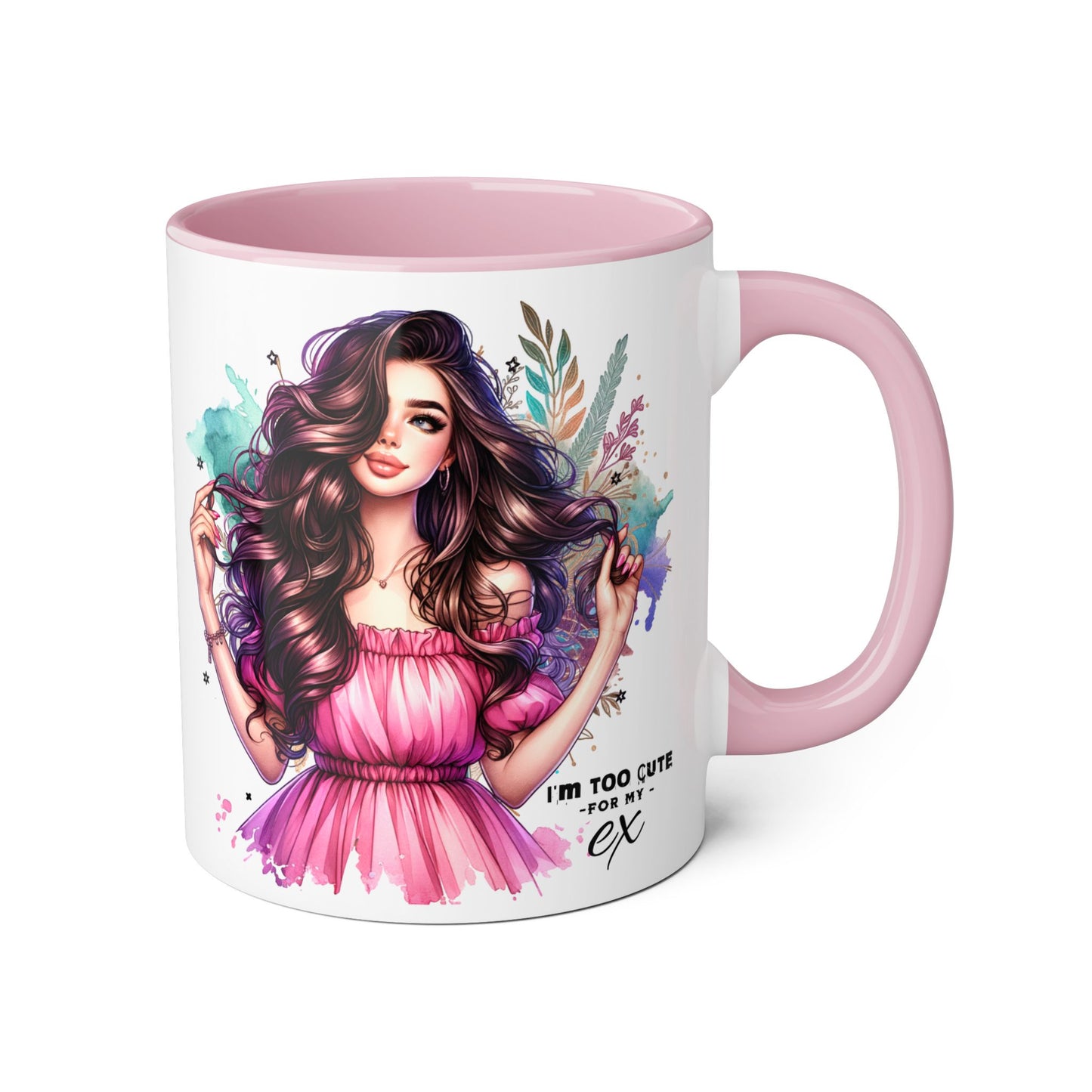 I'm Too Cute For My Ex Art Accent Mugs for Coffee Lovers, Gifts for Her, Unique Sipware, Birthday, Home Decor, Personalized Mug