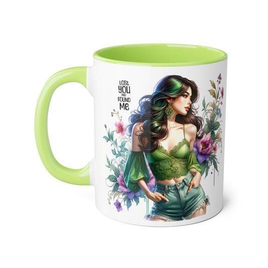 Lost You and Found Me Whimsical Floral Accent Mug for Nature Lovers, Unique Gift for Friends, Home Décor, Coffee Tea Drinkware, Thoughtful Gift Idea