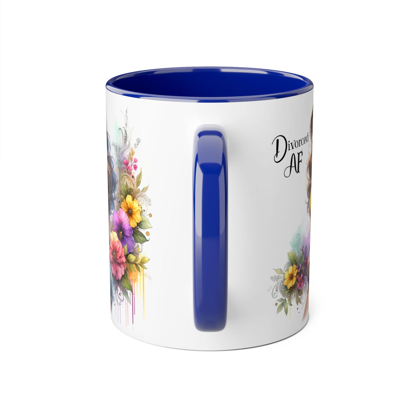 Divorced AF Floral Accent Mug, Humor Coffee Cup, Gift for Divorce Celebration, Self-Love Mug, Unique Present for Her
