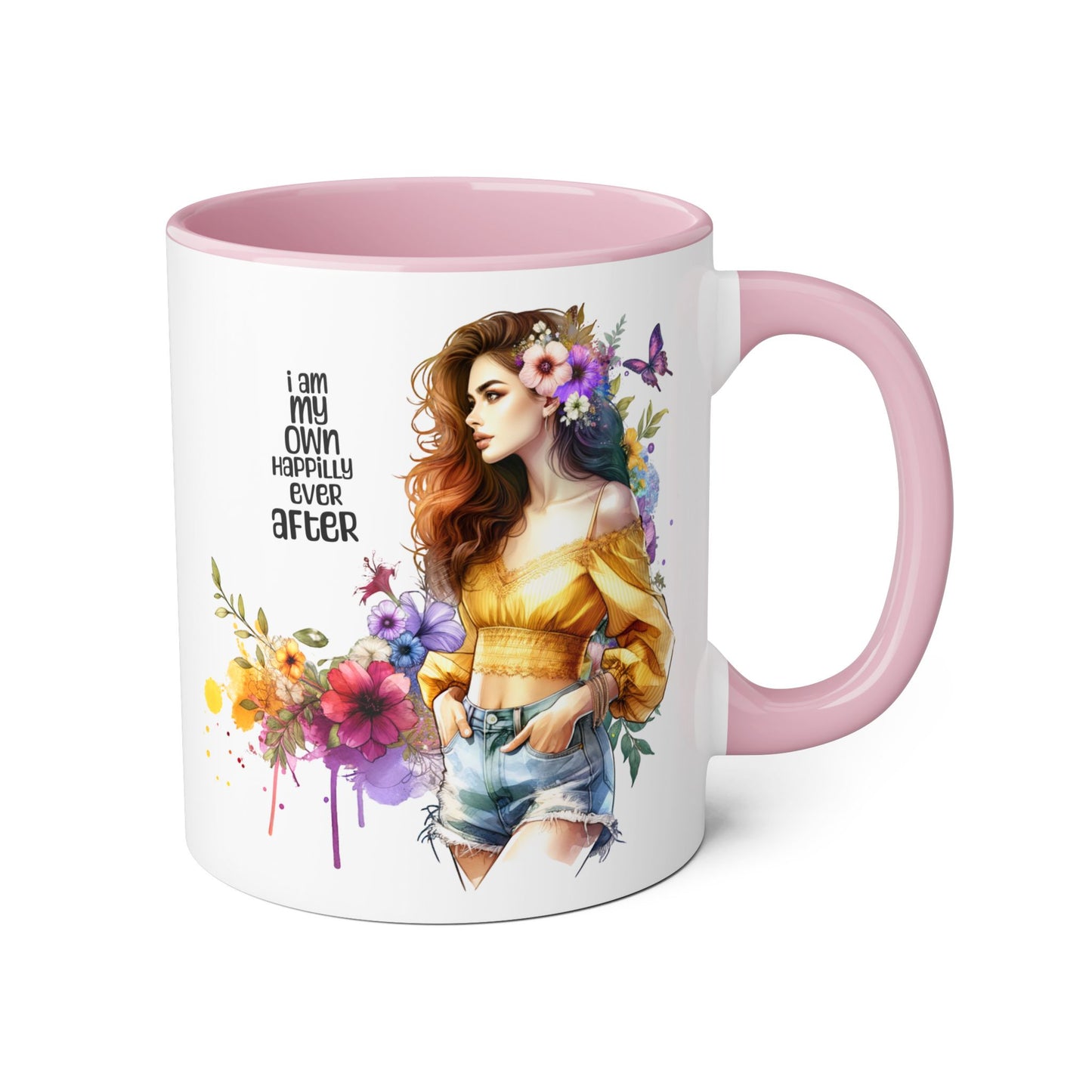 I Am My Own Happily Ever After Empowering Floral Mug, Perfect Gift for Self-Love, Coffee Lovers, or Celebrations like Birthdays and Weddings