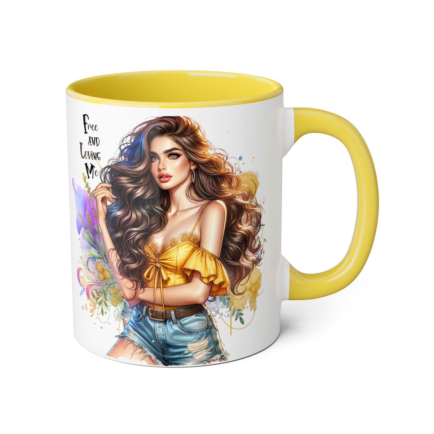Free Spirit Accent Mug, Boho Coffee Cup, Inspirational Gift, Art Lover's Mug, Unique Home Decor, Stylish Drinkware
