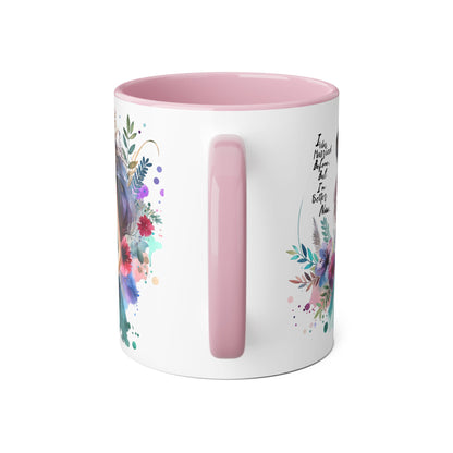 I Was Married Before But I'm Better Now Inspirational Accent Mug, 11oz Coffee Cup, Floral Women’s Art Beverage Container, Motivational Gift, Perfect for Friends & Family