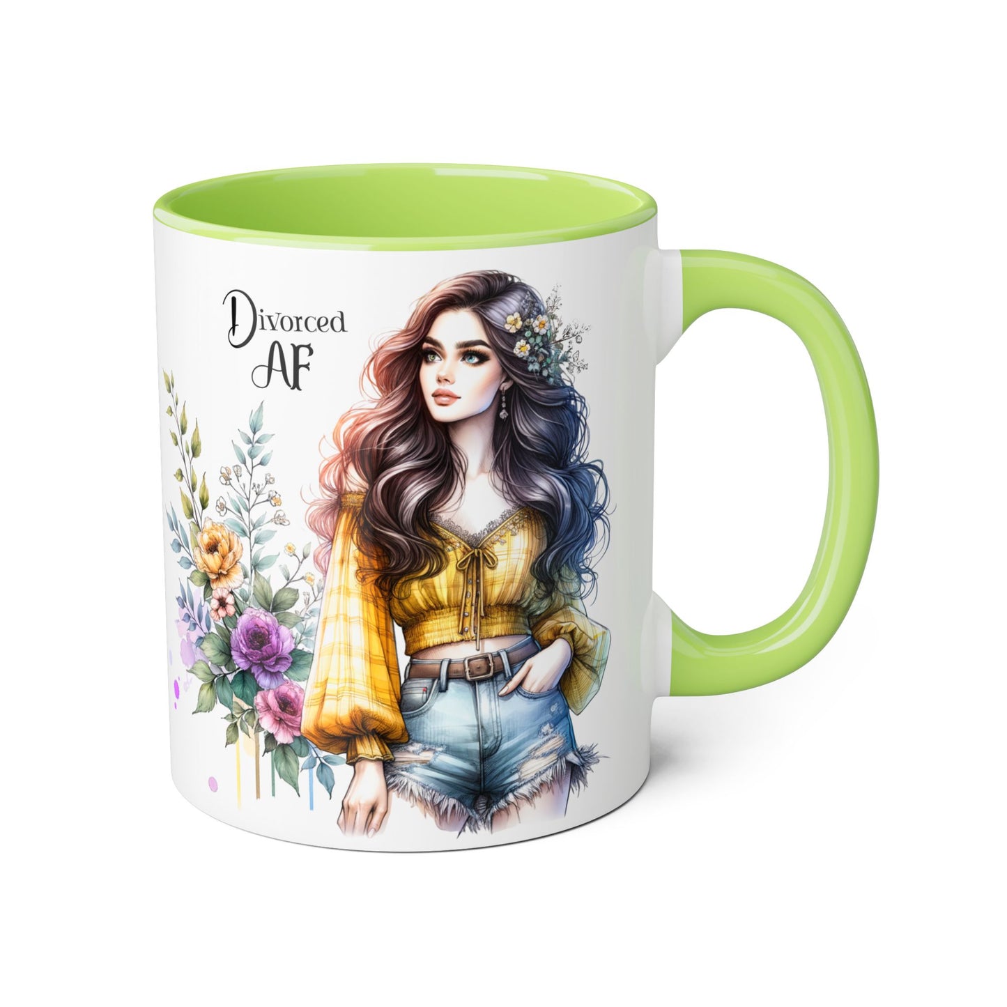 Divorced AF Accent Mug, 11oz - Inspirational Coffee Cup for Strong Women, Gift for Divorcees, Coffee Lovers, Self-Love, Empowerment