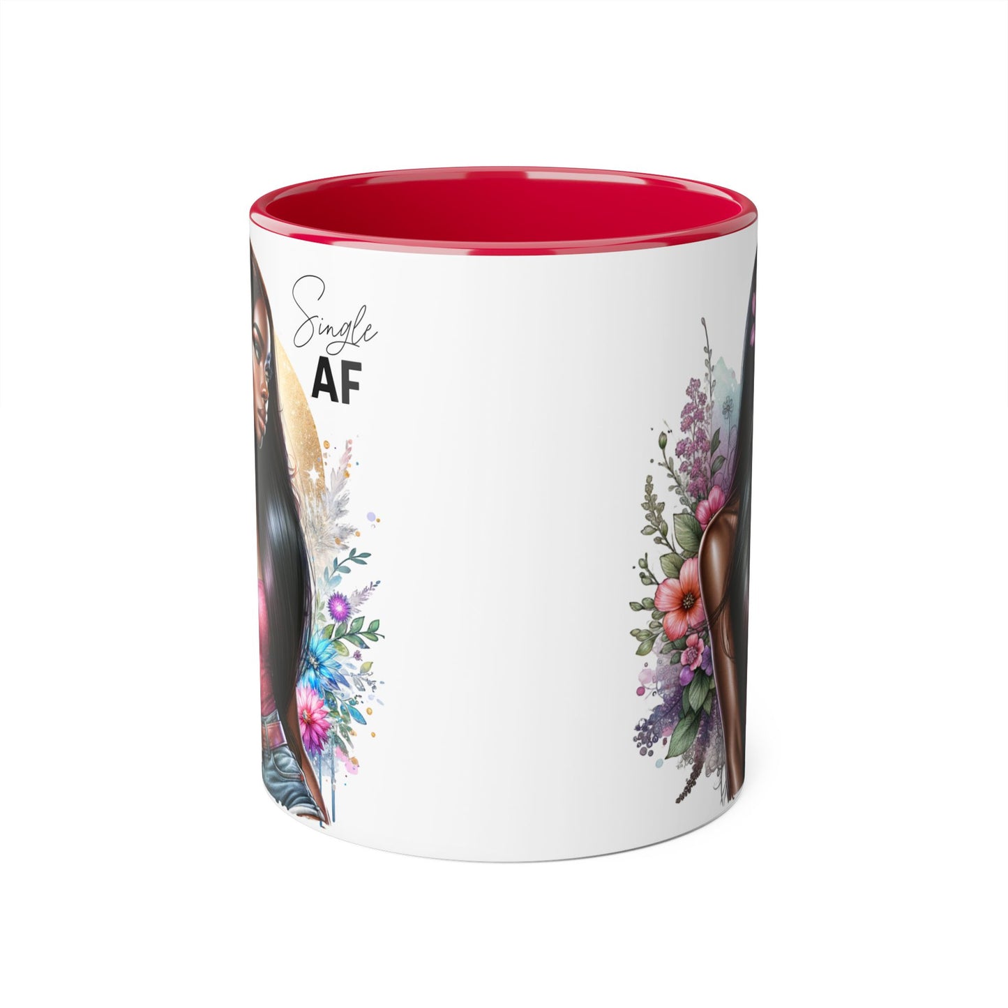 Single AF Stylish Accent Mug, Beautiful Coffee Cup, Unique Gift for Her, Trendy Drinkware, Floral Design Mug, Inspirational Sip