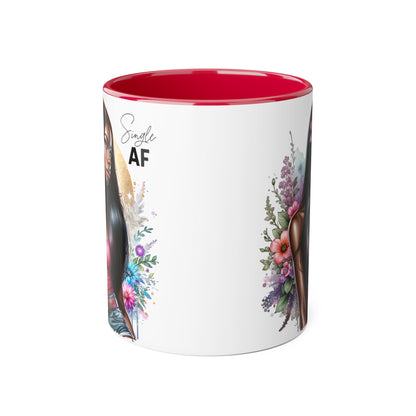 Single AF Stylish Accent Mug, Beautiful Coffee Cup, Unique Gift for Her, Trendy Drinkware, Floral Design Mug, Inspirational Sip