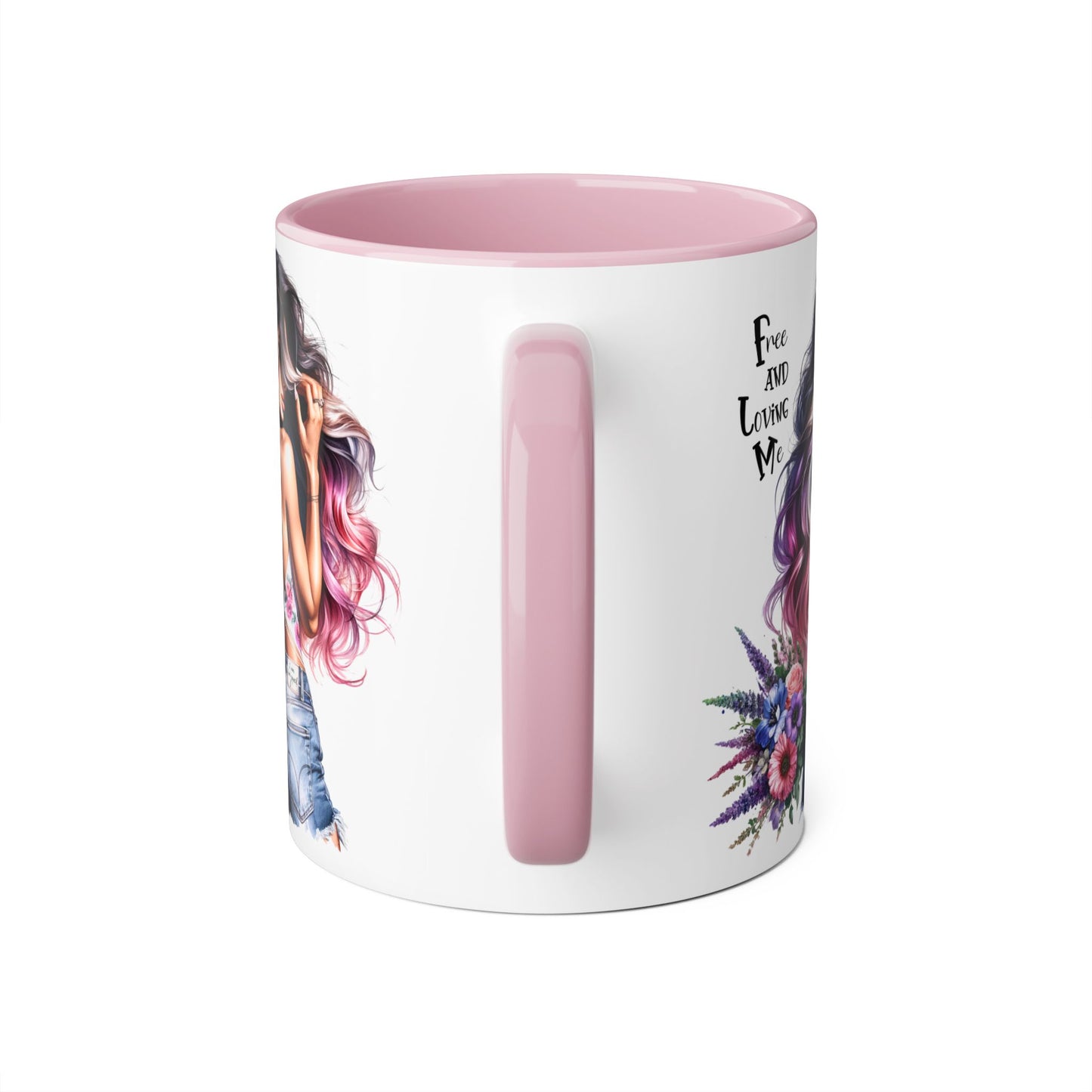 Free and Loving Me Bohemian Accent Mug | Free and Living Me | Floral Art Coffee Cup | Gift for Her | Inspirational Drinkware