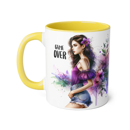 Game Over Accent Mug - Stylish Coffee Cup for Gamers, Unique Gift, Trendy Home Decor, Birthday Present, Cafe Lover's Essential
