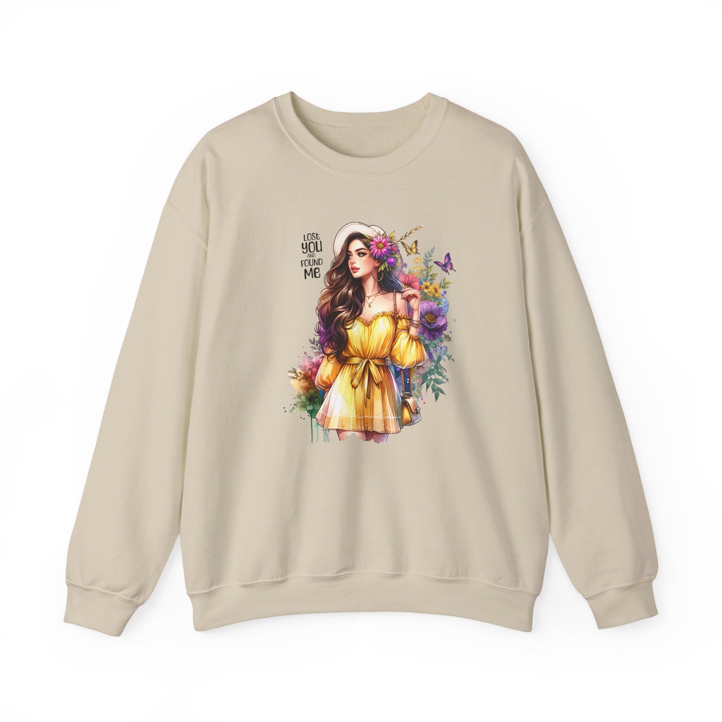 Lost You And Found Me Floral Art Crewneck Sweatshirt, Cozy Unisex Sweater, Gift for Her, Spring Fashion, Inspirational Apparel